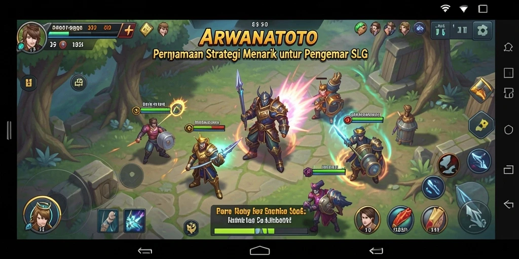Screenshot gameplay ARWANATOTO menampilkan aksi pertempuran SLG yang mendebarkan.