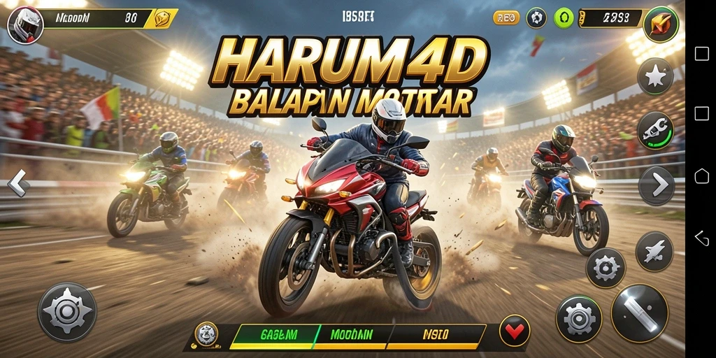 Tampilan gameplay seru dalam balapan motor HARUM4D.