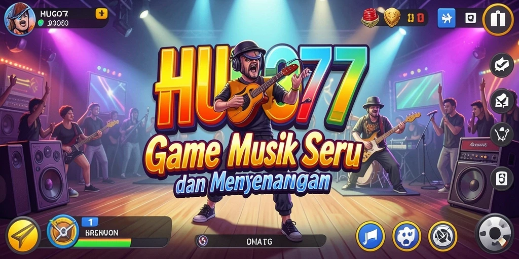 Tampilan gameplay HUGO77 yang penuh warna dan interaktif.