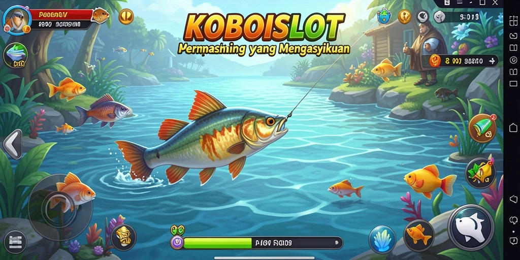 Screenshot gameplay KOBOISLOT menunjukkan pengalaman memancing yang mendebarkan.