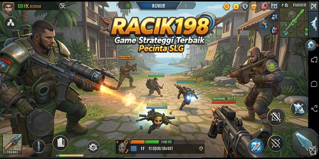 Screenshot menampilkan pertarungan strategis dalam RACIK198.