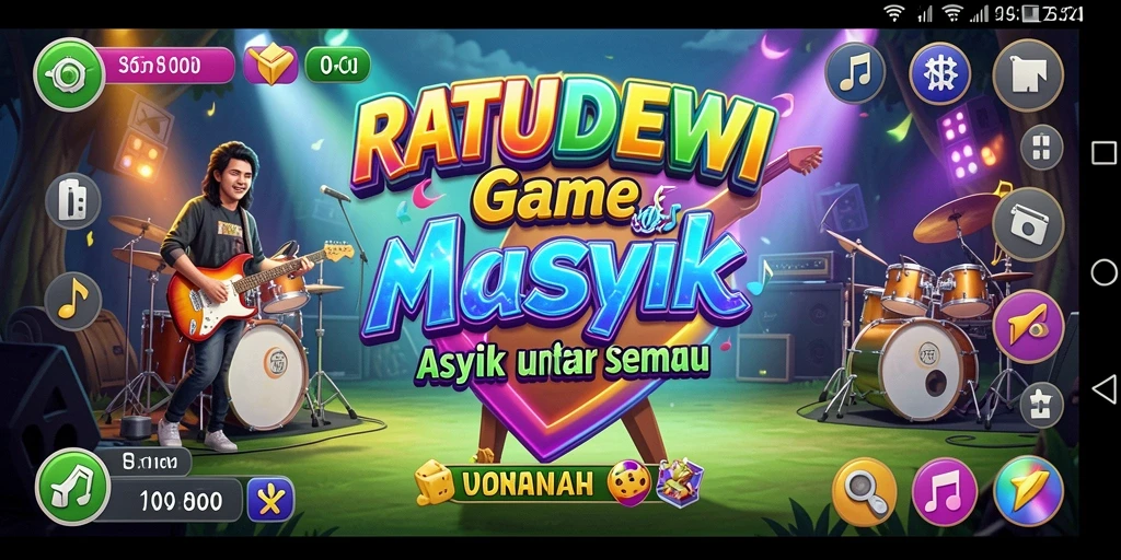 Tampilan gameplay seru dari RATUDEWI dengan lagu-lagu favorit.