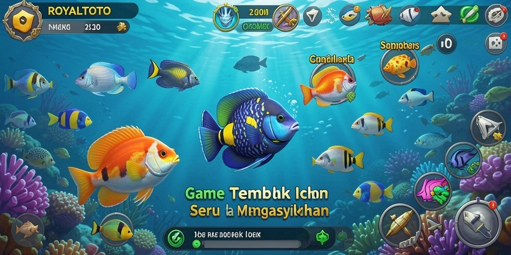 Tampilan gameplay seru dalam ROYALTOTO saat menangkap ikan.