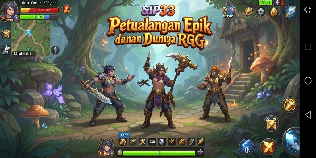 Screenshot SIP33 menampilkan dunia RPG yang penuh warna dan karakter yang epik.