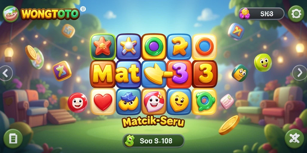 Tampilan menarik dari gameplay WONGTOTO yang menggugah selera bermain Match-3.